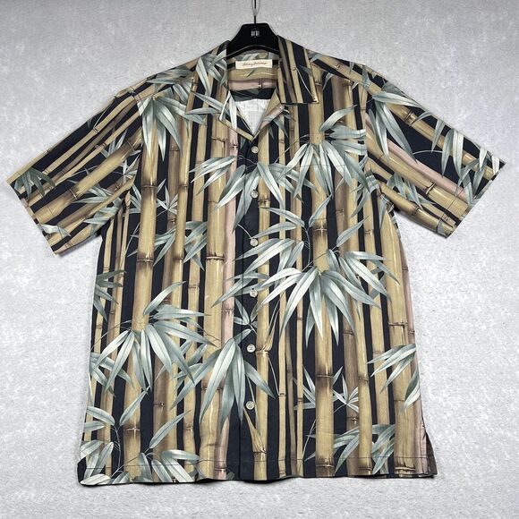 Tommy Bahama Shirt Mens Size Medium Bamboo Pattern Hawaiian Shirt Aloha